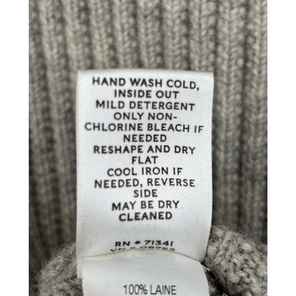 LL Bean Signature 100% Wool Full Zip Cardigan Ribbed Knit Grandpa Cabincore Lg - Picture 11 of 11